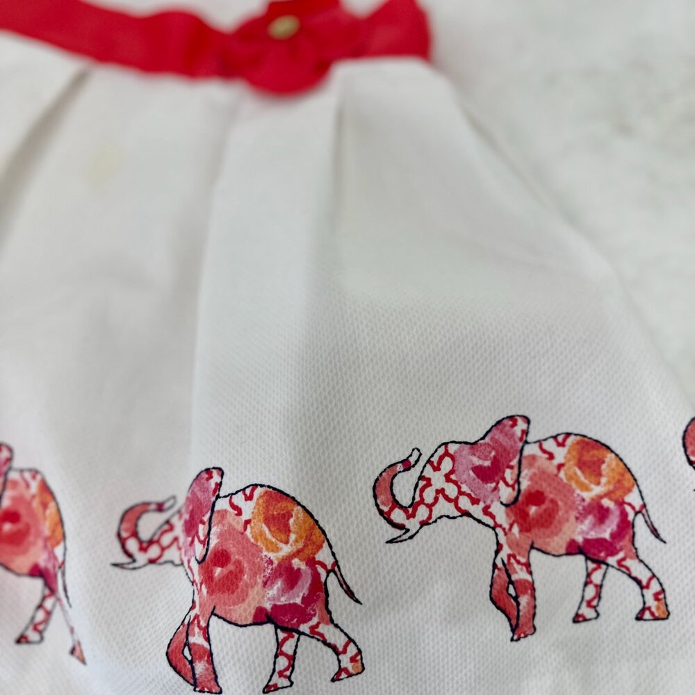 Janie and Jack Elephant Print Dress – White & Pink - Picture 3 of 8
